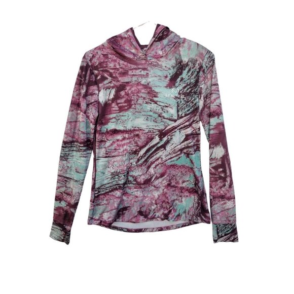 Realtree Women's Fishing Performance Knit Ocean Pink and Green Hoodie Size Small - Picture 1 of 4